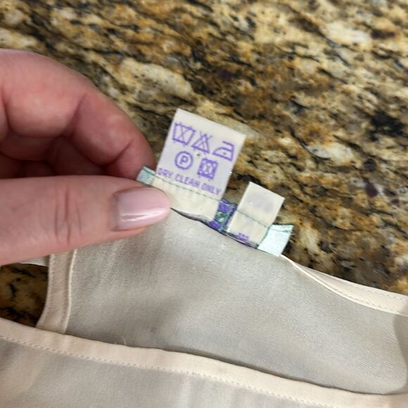 Isabella Bird Vintage 100% Silk Beige Sheer Sleeveless Tunic Top Size M - Picture 5 of 7